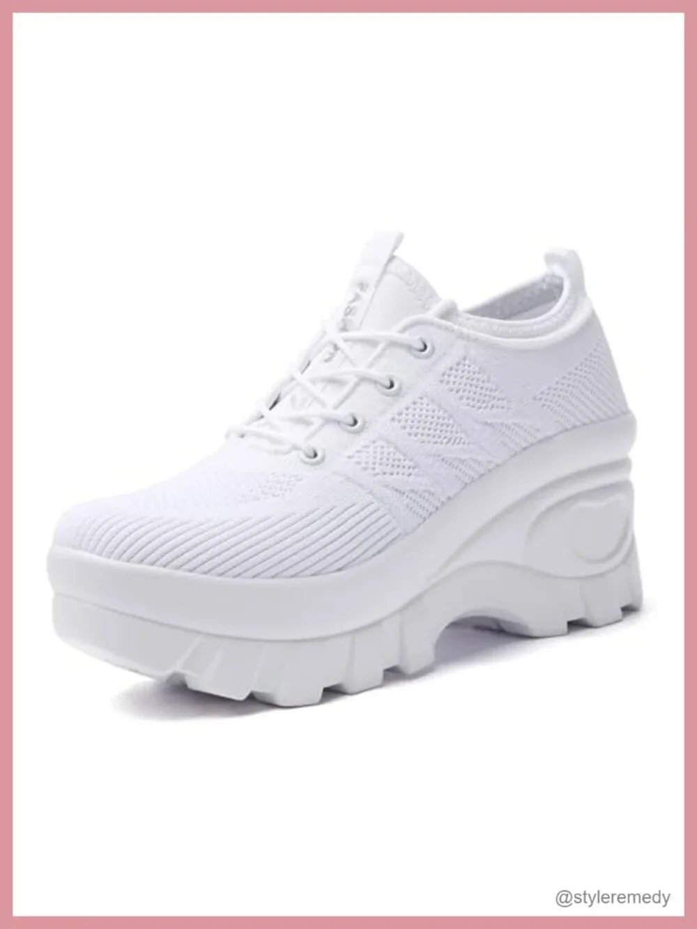 Women's Chunky Platform Orthopedic Wedge Walking Shoes Knitted Breathable Lace